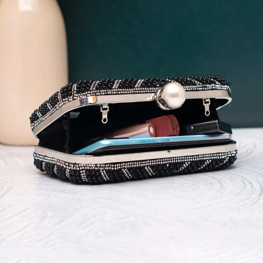 Black Royal Beadline Clutch