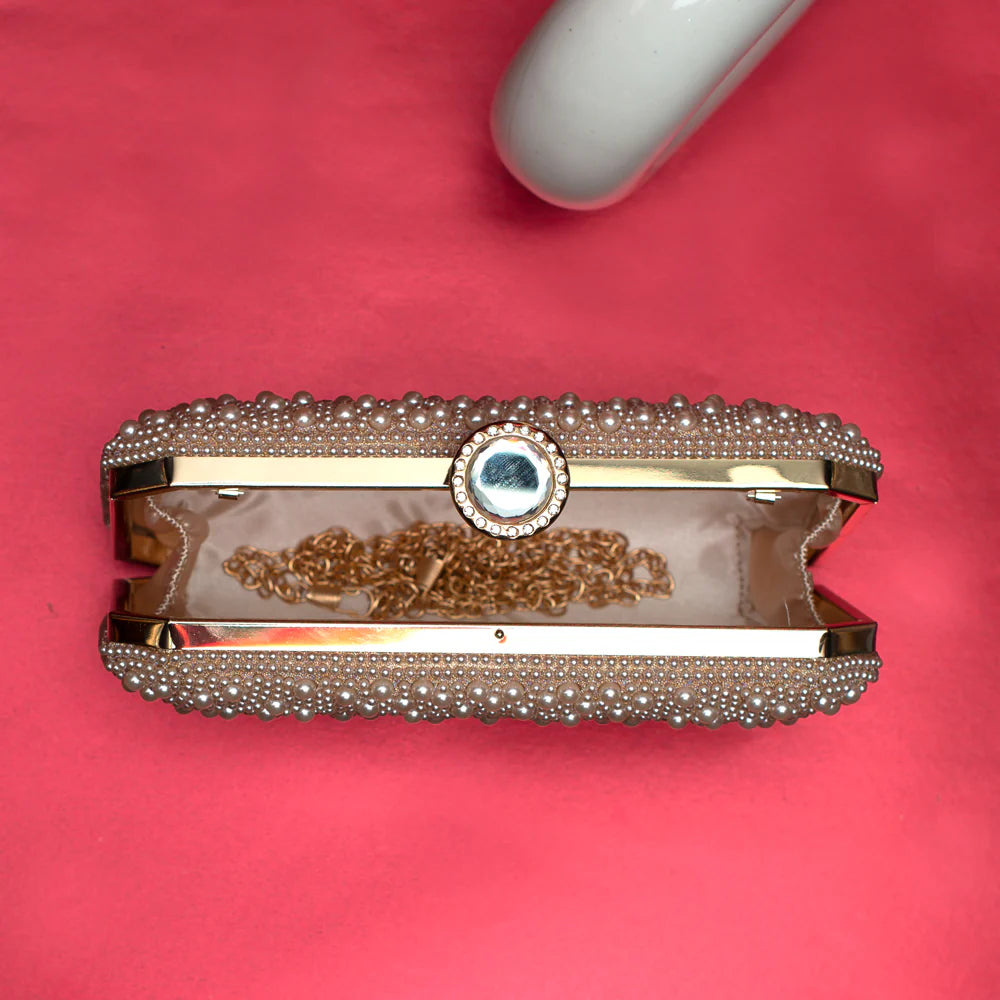 Regal Pearl-Embellished Party Clutch