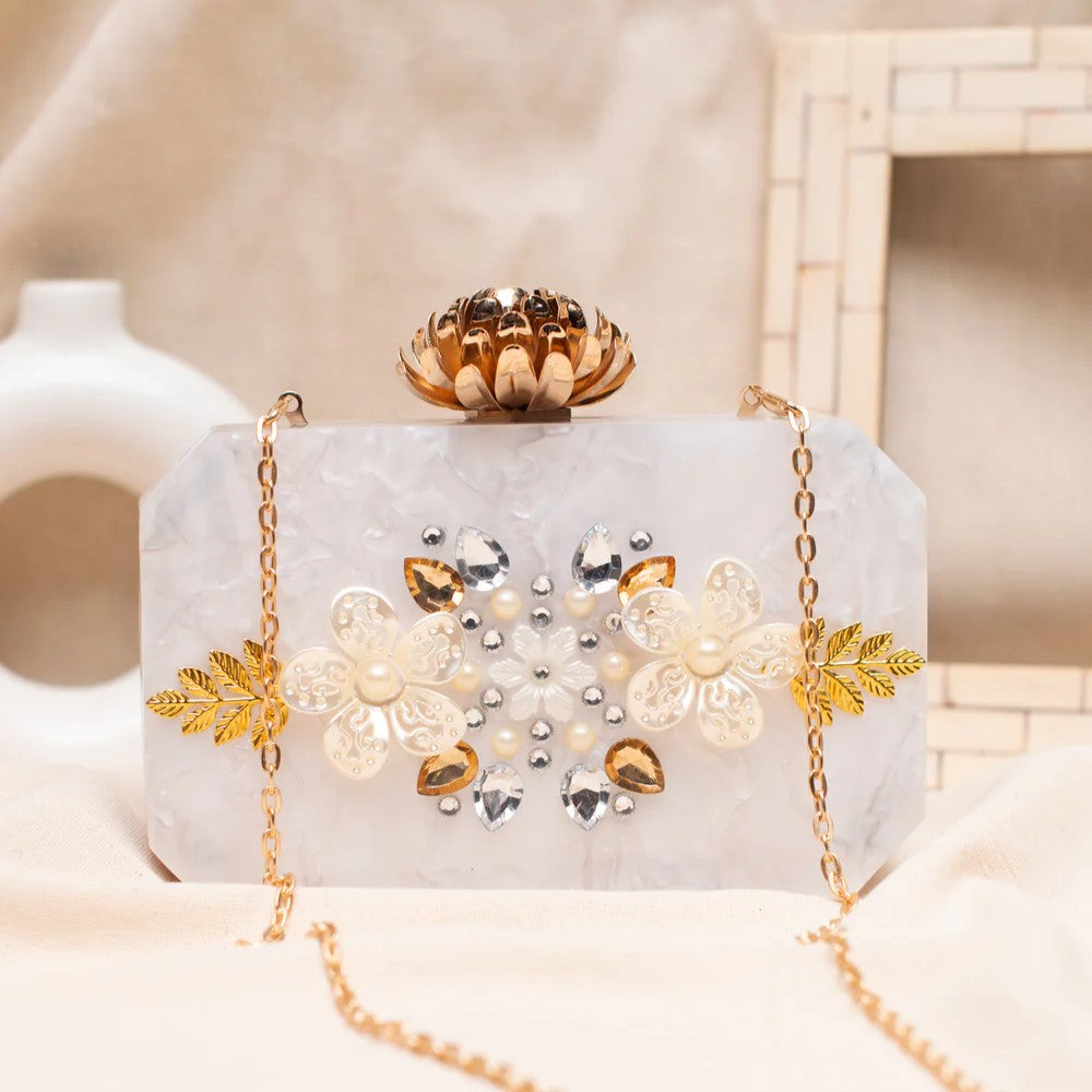 The Ivory Bloom Acrylic Clutch