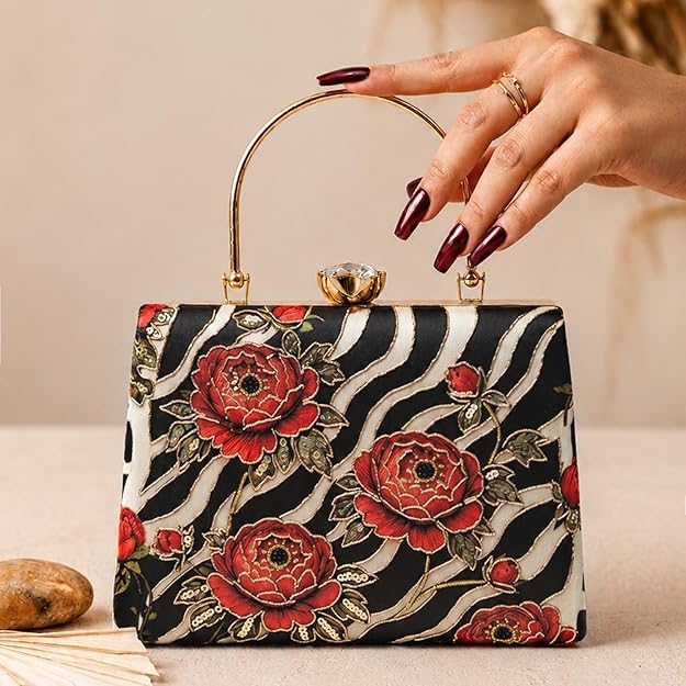 Aura Zebra Floral Clutch