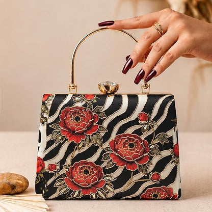 Aura Zebra Floral Clutch