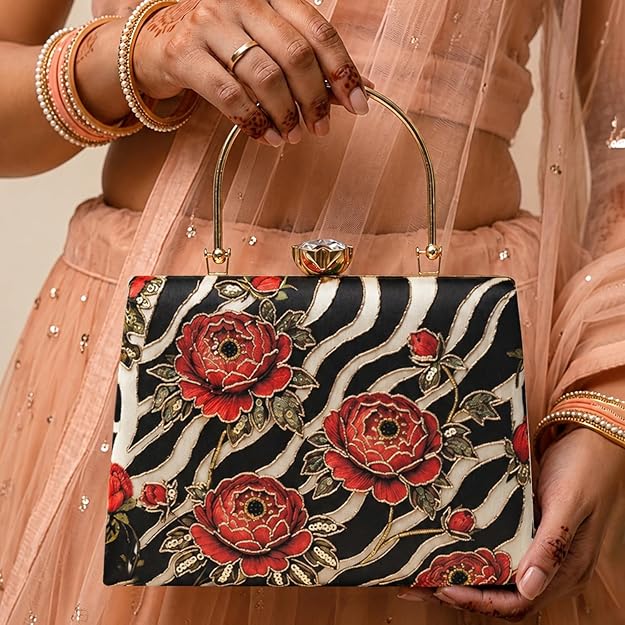 Aura Zebra Floral Clutch