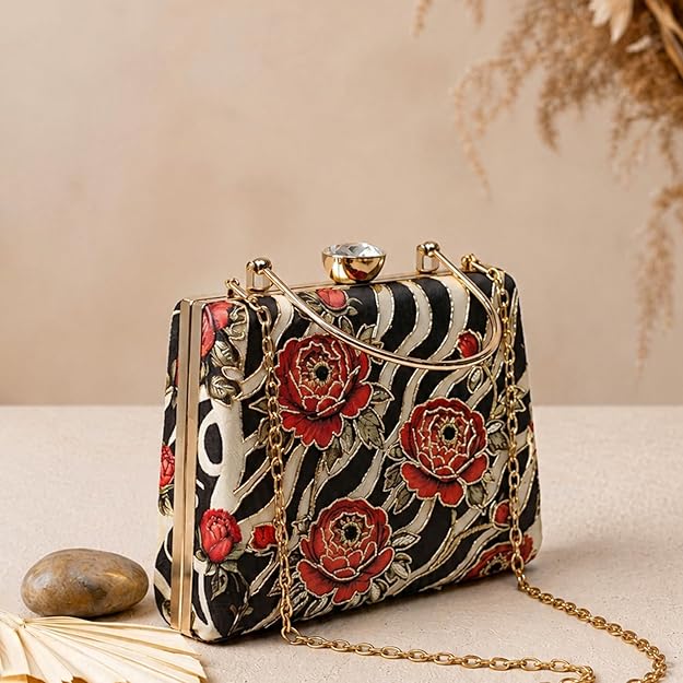 Aura Zebra Floral Clutch