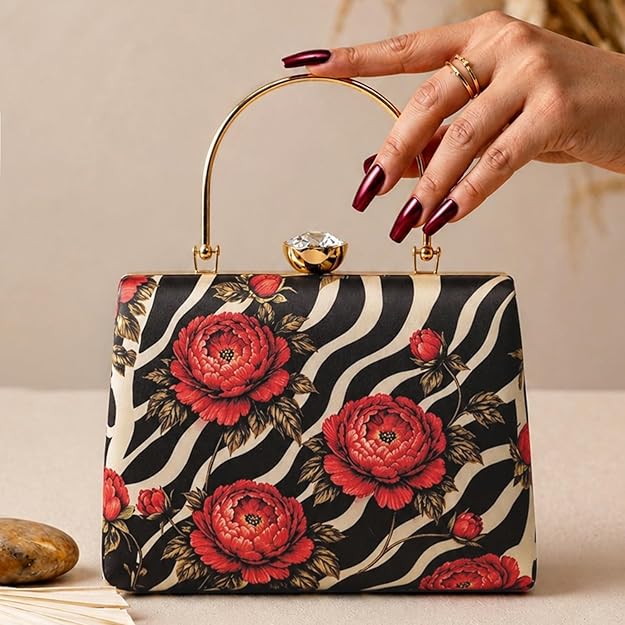 Aura Zebra Floral Clutch