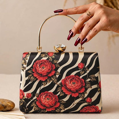 Aura Zebra Floral Clutch