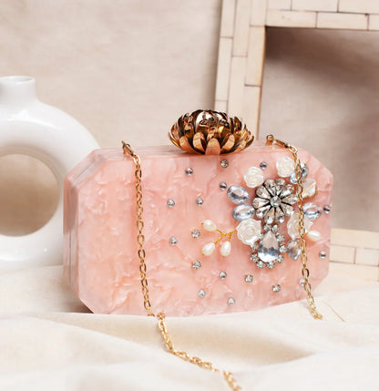 The Rose Quartz Blossom Acrylic Clutch