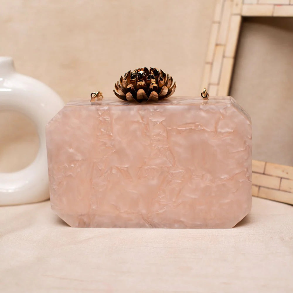 The Rose Quartz Blossom Acrylic Clutch