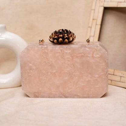 The Rose Quartz Blossom Acrylic Clutch