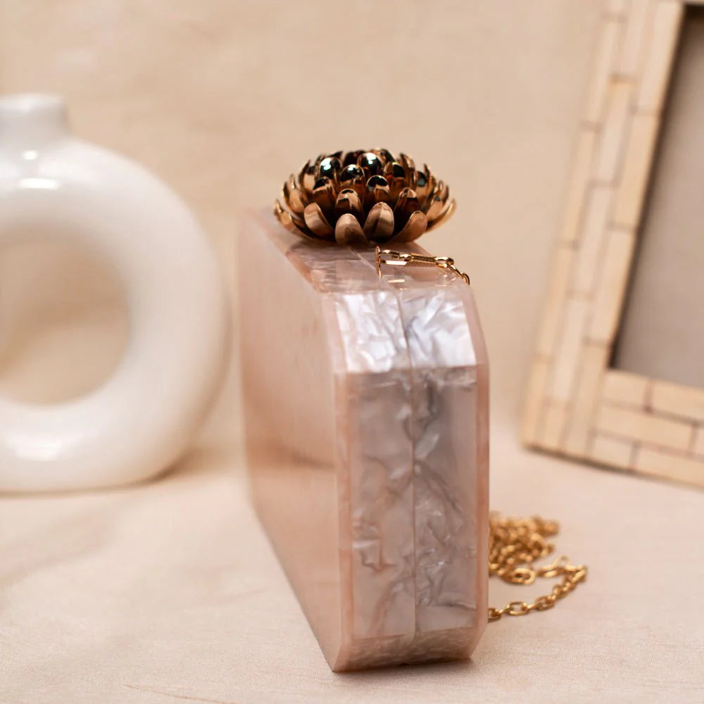The Rose Quartz Blossom Acrylic Clutch