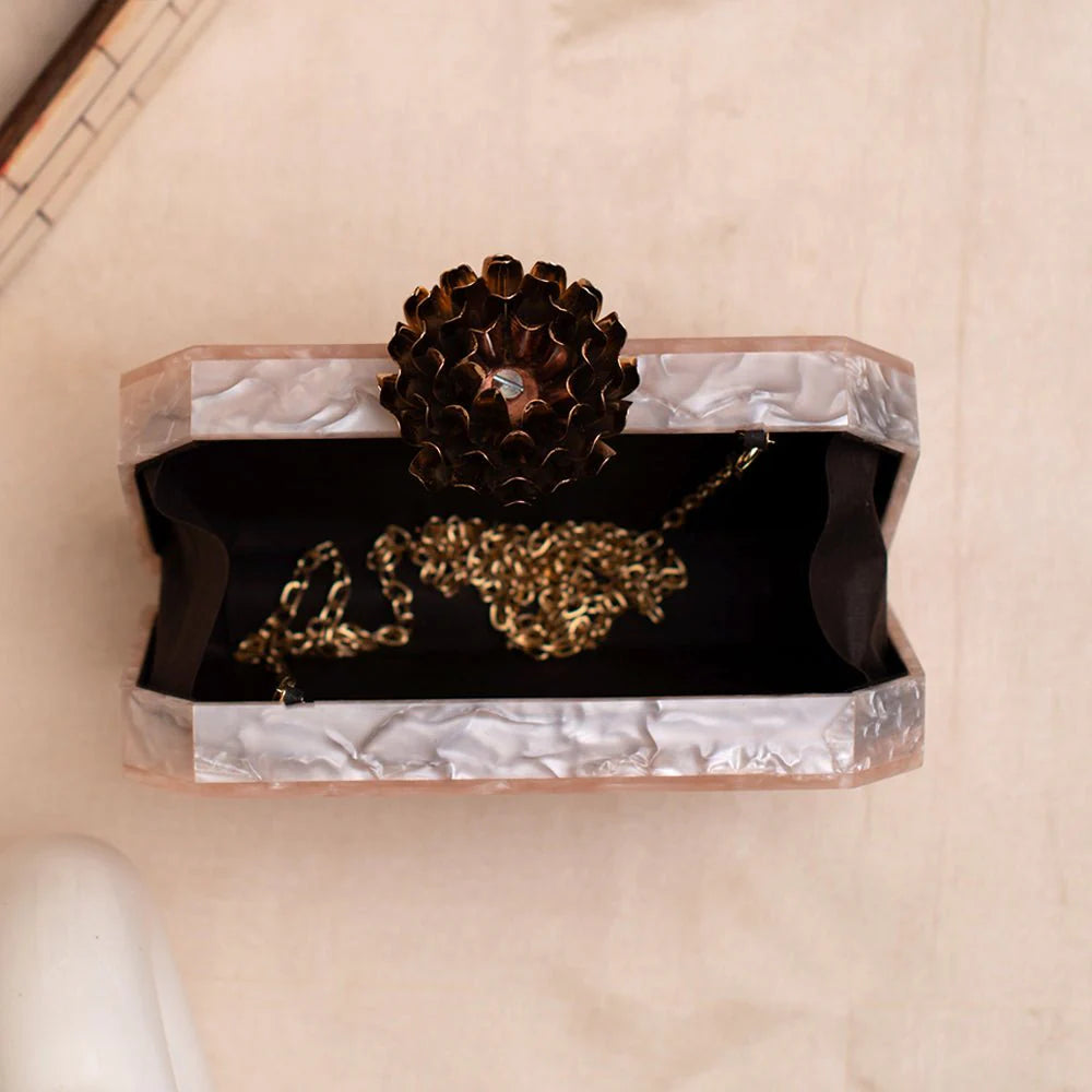 The Rose Quartz Blossom Acrylic Clutch