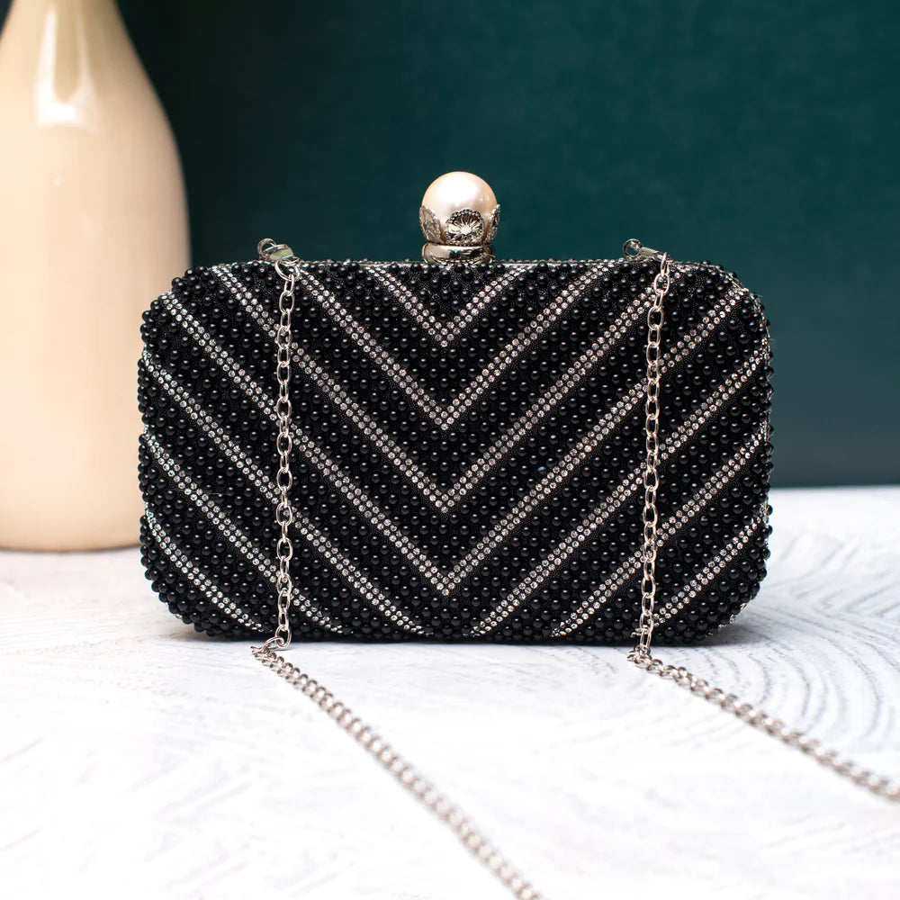 Black Royal Beadline Clutch