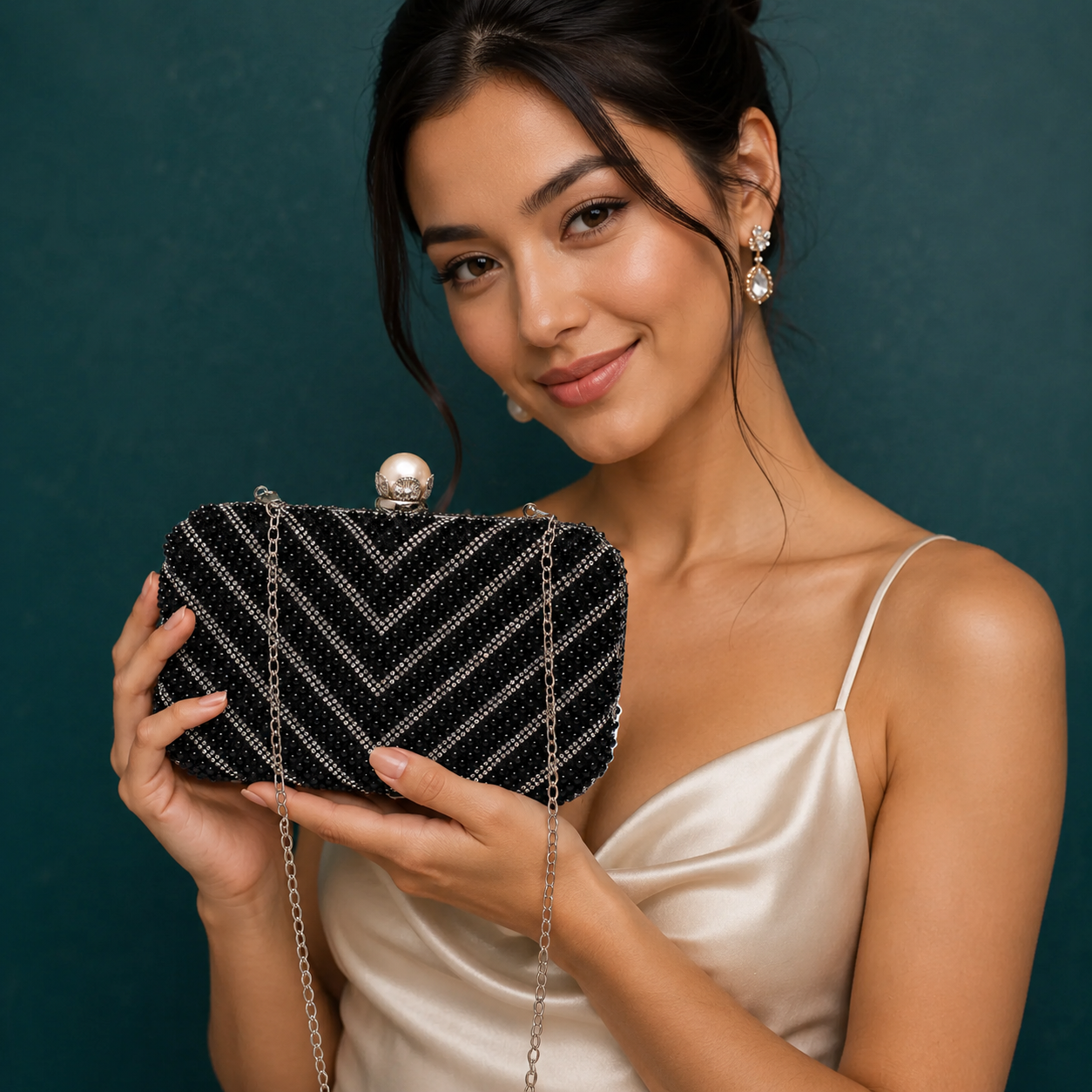 Black Royal Beadline Clutch