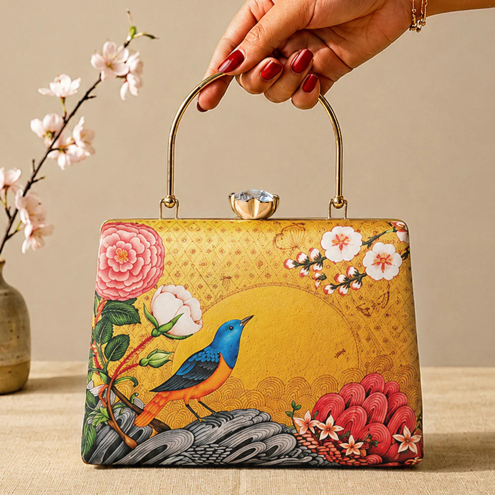 Celestial Bird & Bloom Luxury Clutch
