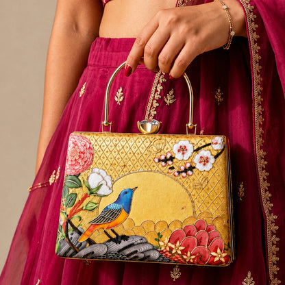 Celestial Bird & Bloom Luxury Clutch