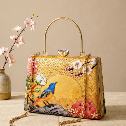 Celestial Bird & Bloom Luxury Clutch