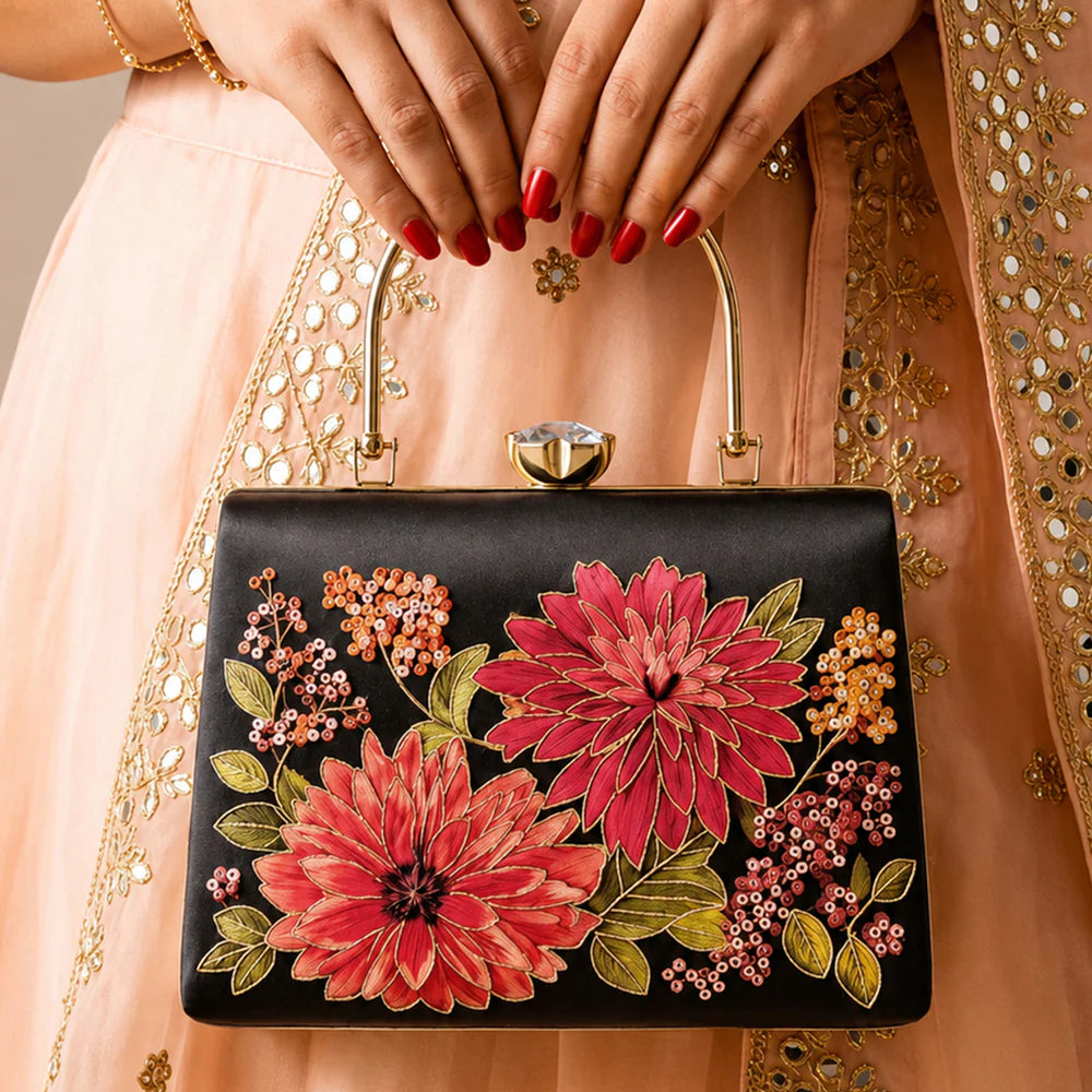 Crimson Blossom Heritage Clutch