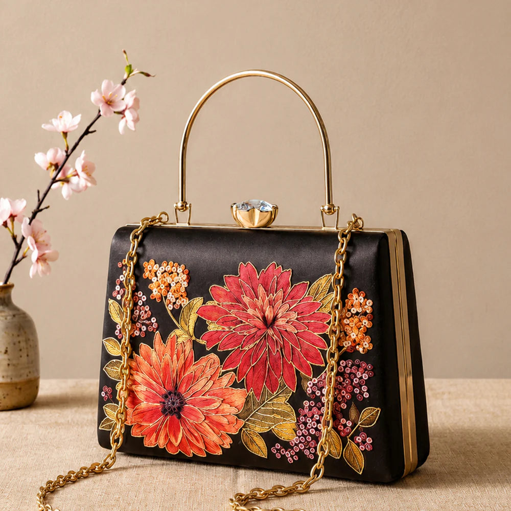 Crimson Blossom Heritage Clutch