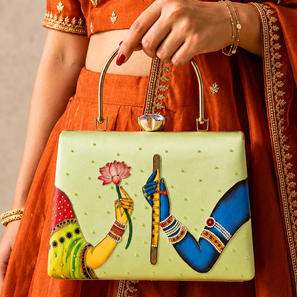 Divine Flute & Lotus Heritage Clutch