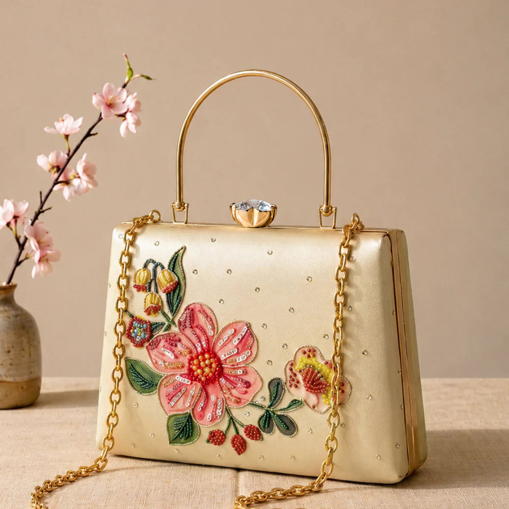 Ivory Petal Paradise Luxury Clutch