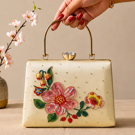 Ivory Petal Paradise Luxury Clutch