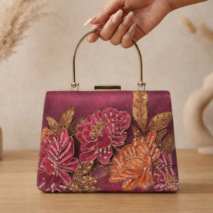 Luxury Floral Embroidered Hand Clutch