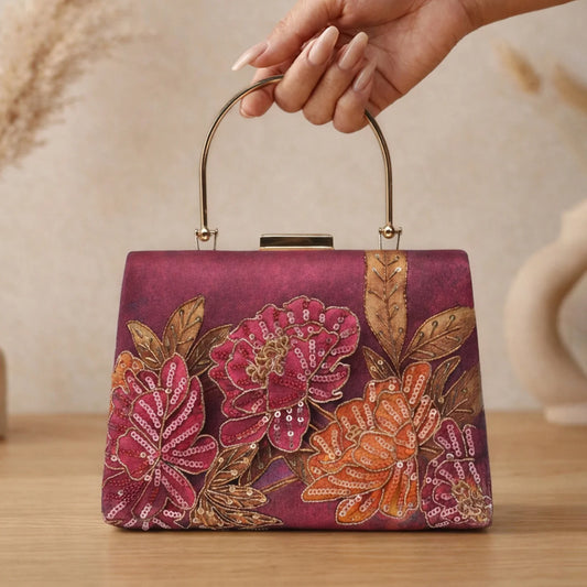 Luxury Floral Embroidered Hand Clutch