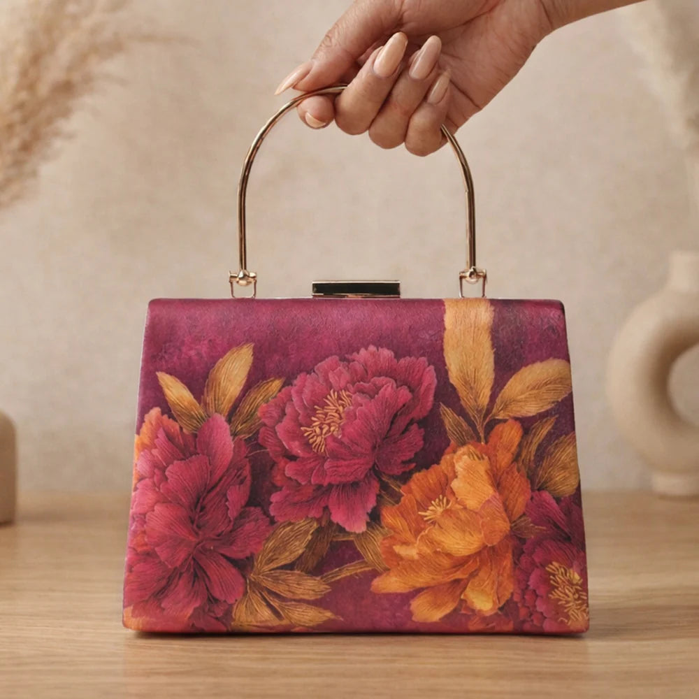 Luxury Floral Embroidered Hand Clutch