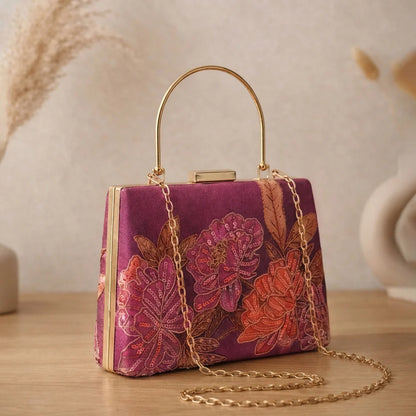 Luxury Floral Embroidered Hand Clutch