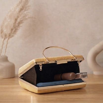 Luxury Golden Floral Embroidered Hand Clutch