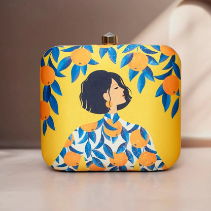 The Citrus Muse Printed Clutch
