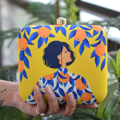 The Citrus Muse Printed Clutch
