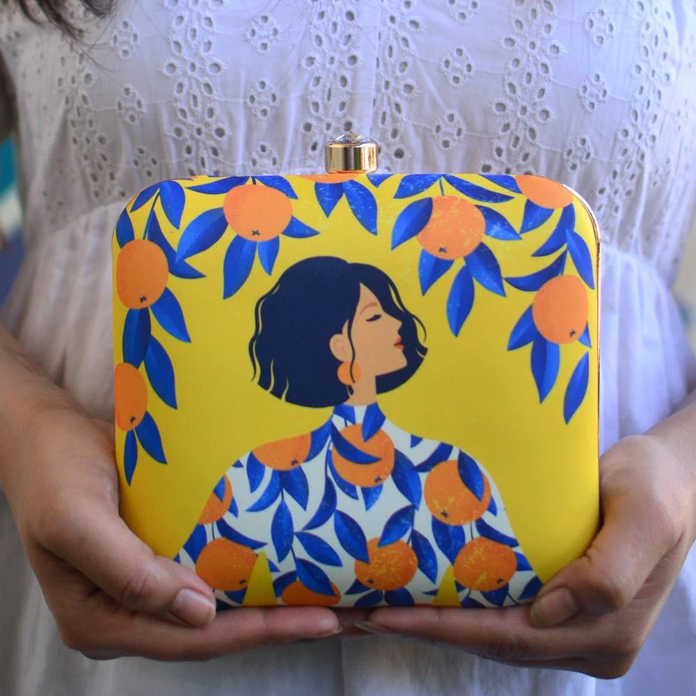 The Citrus Muse Printed Clutch