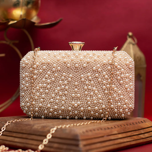 Regal Pearl-Embellished Party Clutch