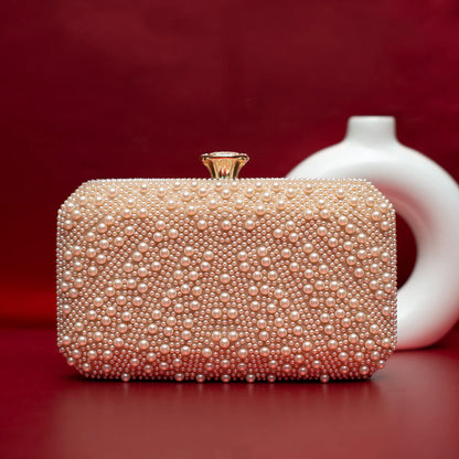 Regal Pearl-Embellished Party Clutch
