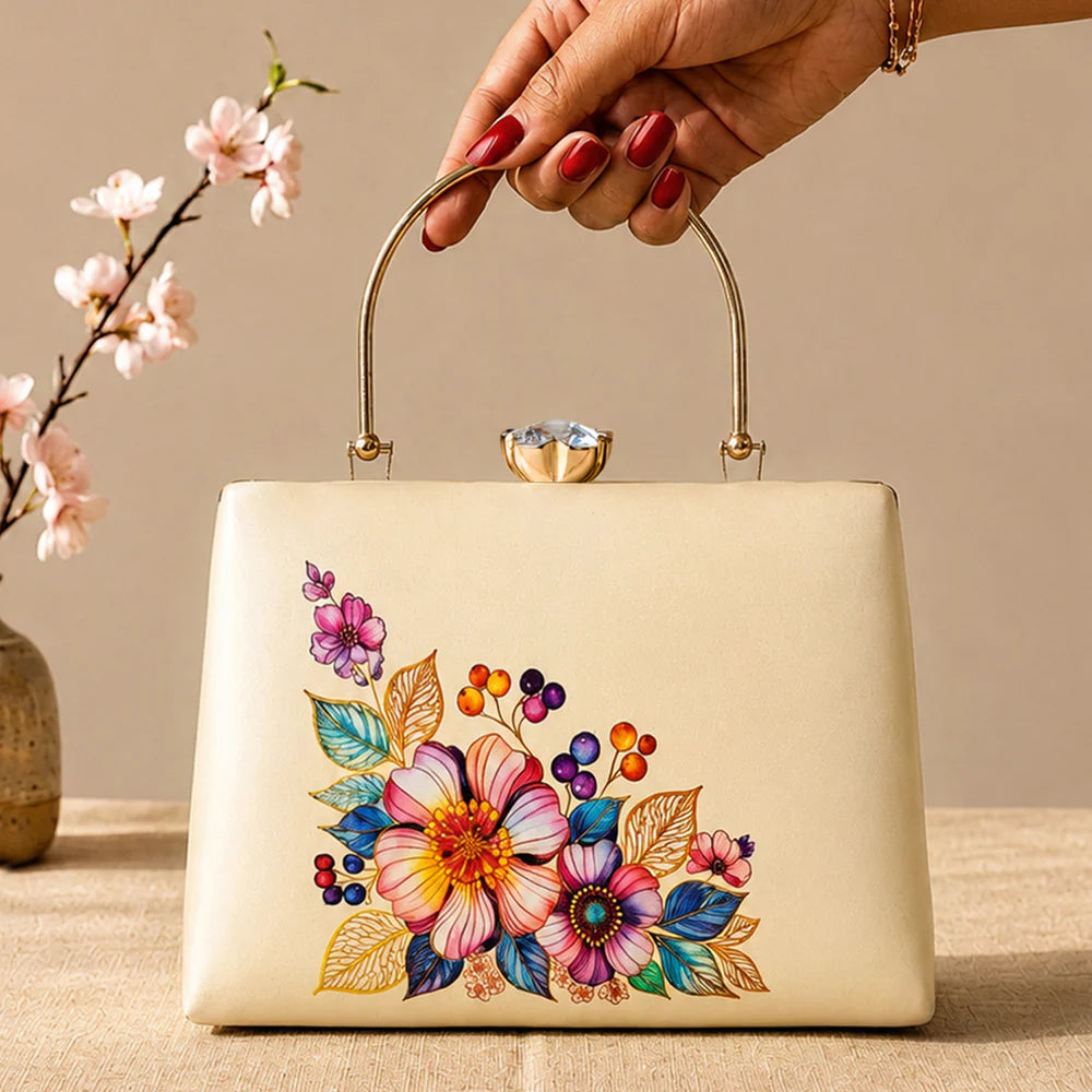 Royal Floral Pearl Hand Clutch
