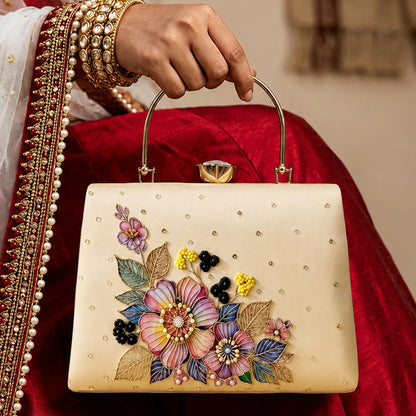 Royal Floral Pearl Hand Clutch