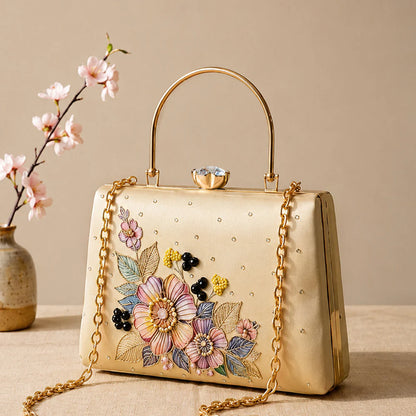 Royal Floral Pearl Hand Clutch