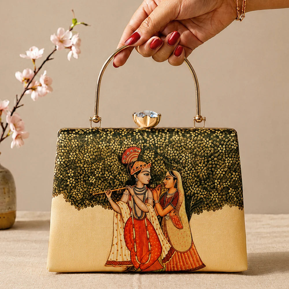 Royal Radha Krishna Handcrafted Clutch