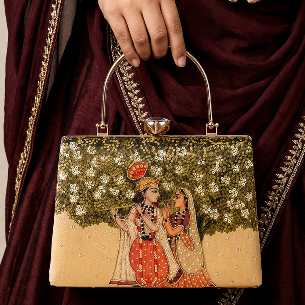 Royal Radha Krishna Handcrafted Clutch