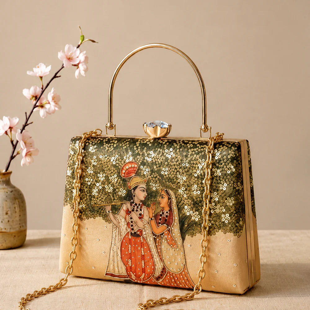 Royal Radha Krishna Handcrafted Clutch