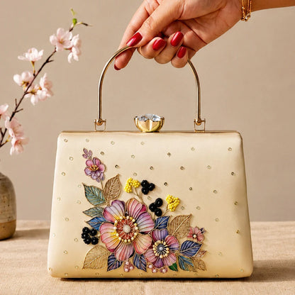 Royal Floral Pearl Hand Clutch