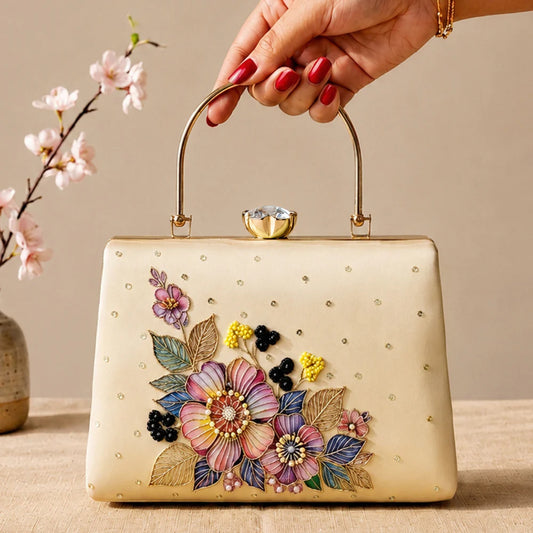 Royal Floral Pearl Hand Clutch