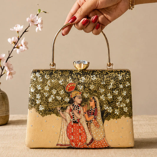 Royal Radha Krishna Handcrafted Clutch