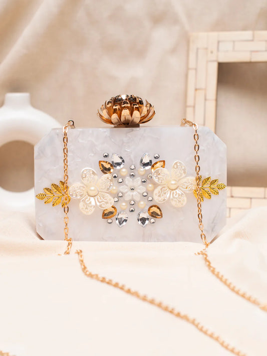 The Ivory Bloom Acrylic Clutch