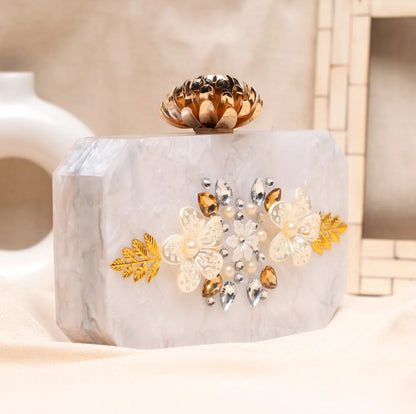 The Ivory Bloom Acrylic Clutch