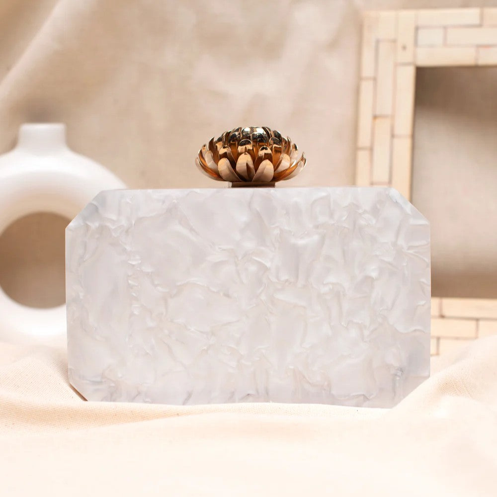The Ivory Bloom Acrylic Clutch