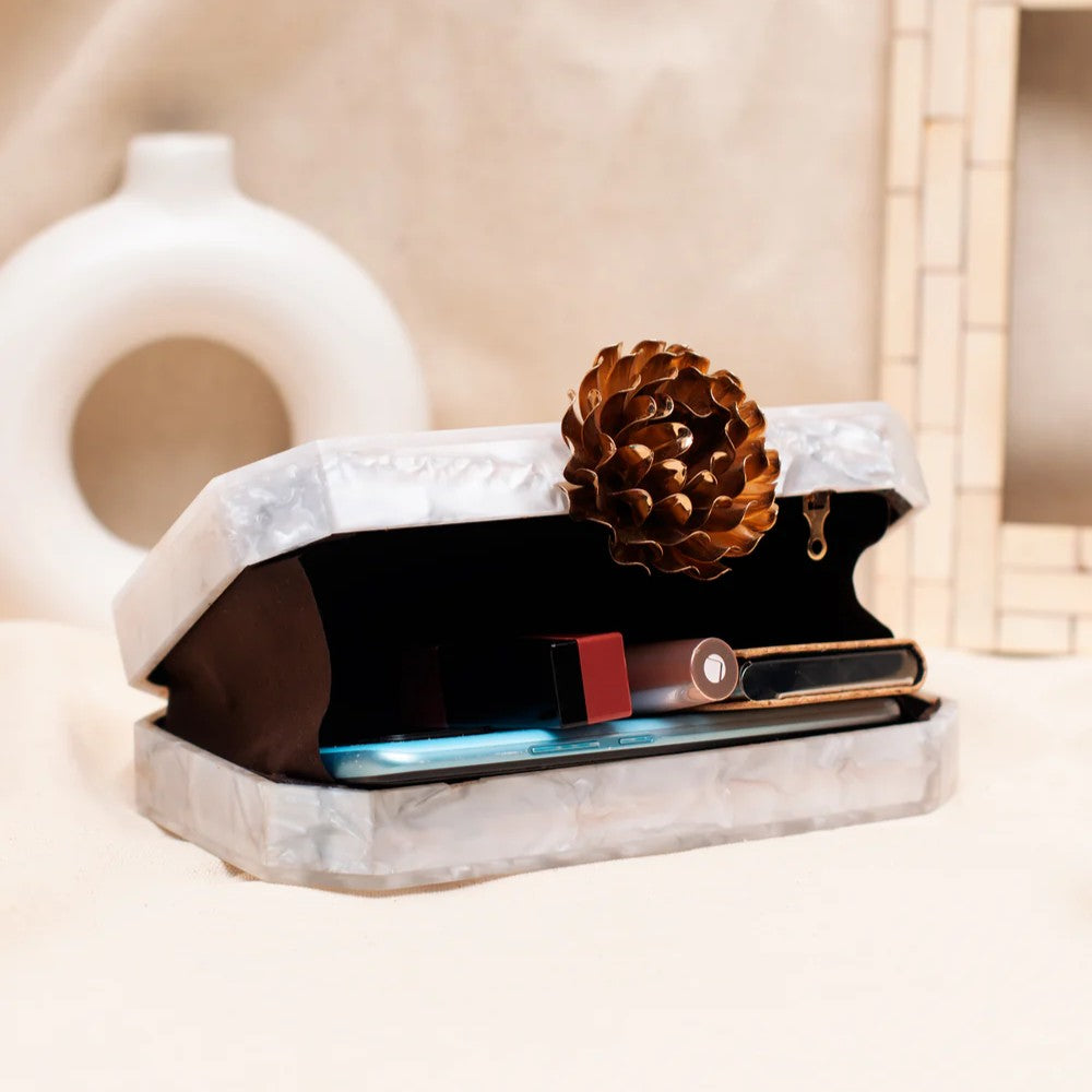 The Ivory Bloom Acrylic Clutch