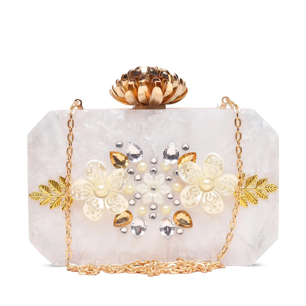 The Ivory Bloom Acrylic Clutch
