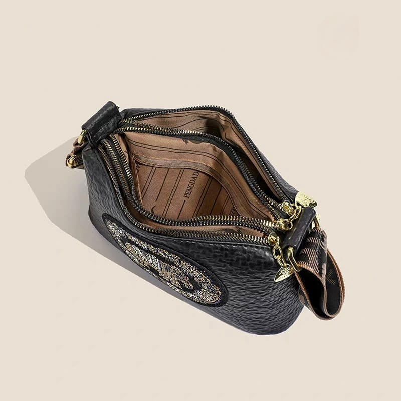 Mandala Elephant Black Shoulder Bag