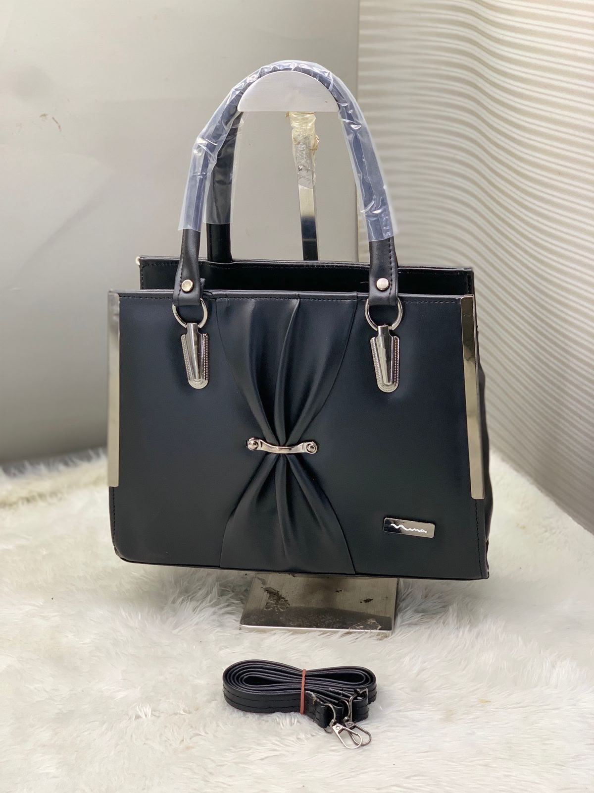 Pleated Bow Satchel Handbag